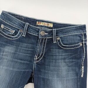 BKE Payton Women's Blue Denim Jeans‎ Size 26 Bootcut Stretch Embellished